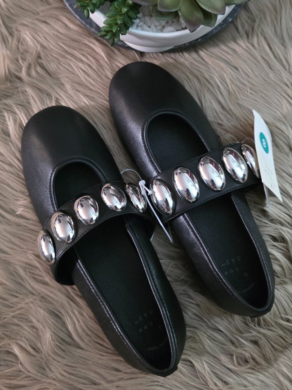 Genevieve Oversized Dome Stud Mary Jane Flats!